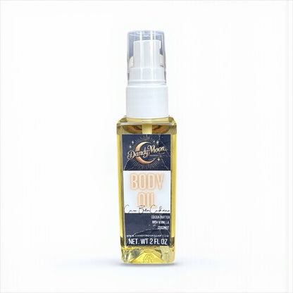 Bottle of body oil on a white background